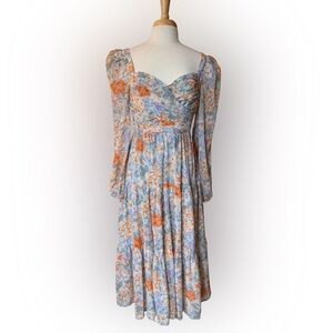 ASTR Floral Tiered Puff-Sleeve Maxi Dress (Women’s M)